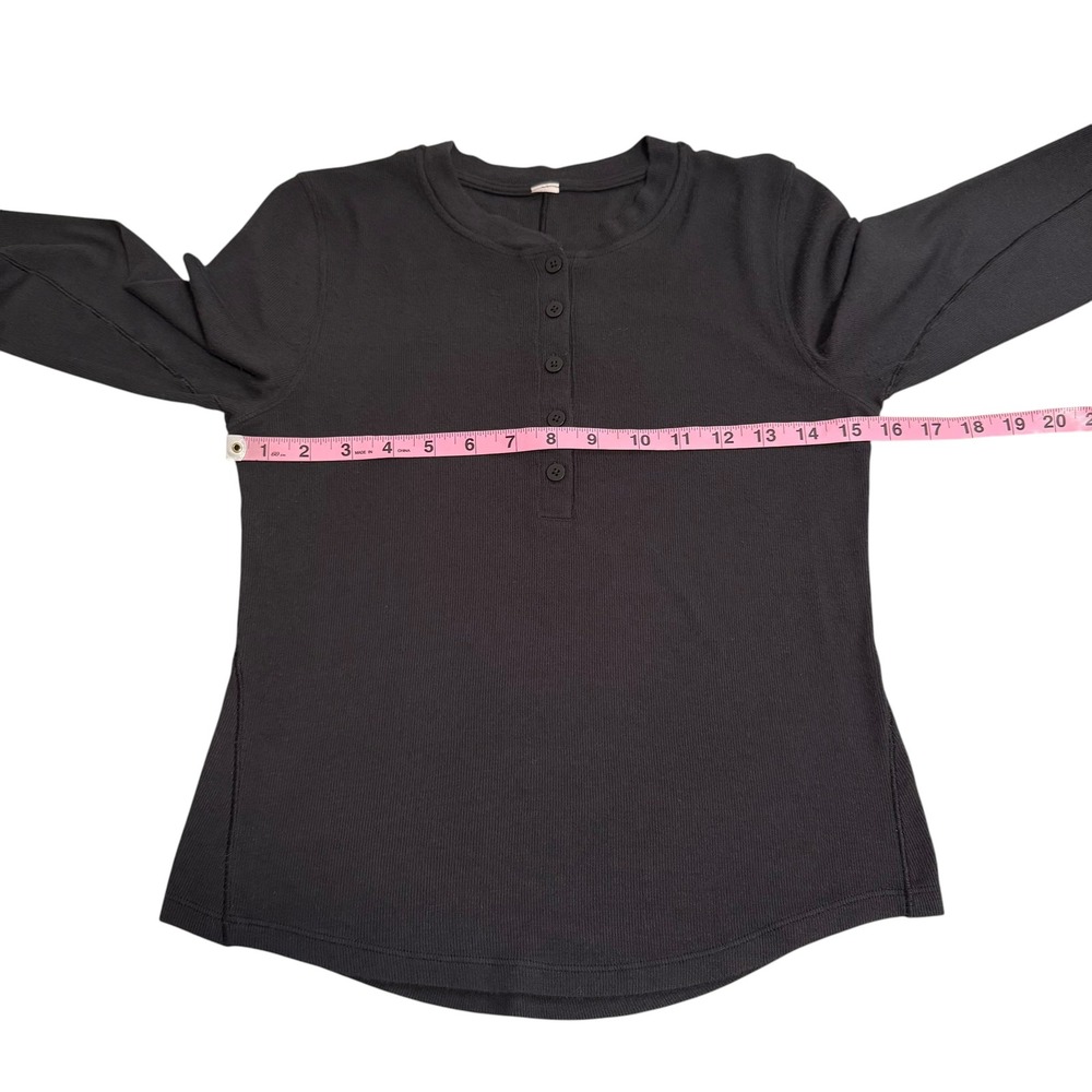 Lululemon | Hold Tight Long Sleeve Henley Black Ribbed Shirt - Picture 13 of 14